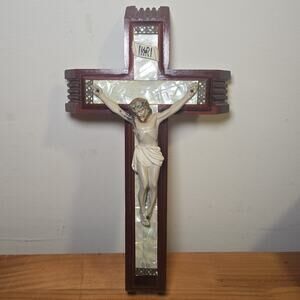 Vintage Last Rights Crucifix Sick Call Set Candles Holy Water Bottle Wall Hang